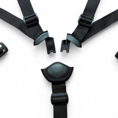 Szelki do spacerówki wózka JUNAMA DIAMOND, pasy do wózka, klamra romb, BLK